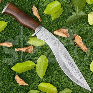 Cuchillo Bowie de Caza de Hoja Fija de Acero de Damasco Hecho a Mano con Madera Exótica y Funda de Cuero, Regalo Ideal - Product Image 2