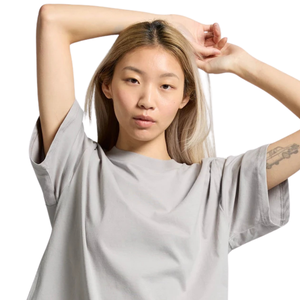 Camiseta de manga corta con cuello redondo para mujer, ajuste holgado, lisa, informal, al por mayor, OEM, de algodón, estilo jersey, básica, relajada, ropa B2 - Product Image 3