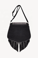 Sac à bandoulière en cuir véritable pour femmes en gros avec un design de rose peint à la main et outillé à la main orné de pompons en argent