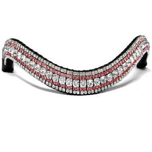 Bandes de sourcils de cheval en cuir Offre Spéciale cuir de buffle bande de sourcils de cheval équestre de haute qualité avec chaîne en métal de cristaux rouges de 5 rangées - Product Image 2