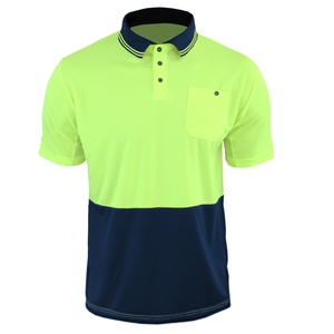High Visibility Mens Workwear <b>Polo</b> Shirt Breathable Quick Dry Two Tone Contrast Safety Golf Tee with Pocket Custom Logo Uniform - Product Image 1