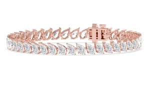 Élégant bracelet tennis en or rose 9 carats avec diamants taille poire à facettes coupées, sertis à griffes inclinées, 12,77 ctw - Product Image 2