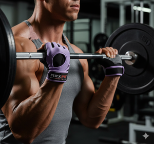 Rexfit Silk <b>Half</b> Finger Gym Gloves Purple Mesh Breathable Non <b>Slip</b> Adjustable Wrist Strap for Weight Lifting Unisex - Product Image 5