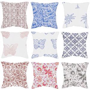 Handmade Boho Style Square <b>Throw</b> Pillow Cotton Cushion <b>Cover</b> Pillow Case for <b>Sofa</b> Accent Farmhouse Home Decor Hand Block Printed - Product Image 1