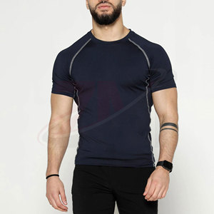 Camiseta de Compresión de Manga Corta Gris para Hombre, Corte Ajustado, Secado Rápido, Ropa Deportiva, Cuello Redondo, Tejido de Poliéster, Venta al Por Mayor, Personalizable - Product Image 4