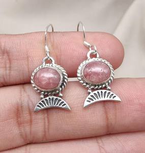 Pendientes Colgantes de Rodocrosita en Plata de Ley 925, Certificados por IGI, Joyería Boho Curativa para Bodas y Fiestas - Product Image 2