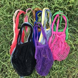 Bolsa de Malla de Algodón Premium con Asa Larga, Bolso de Red Moderno para Mercado de Productos, Comestibles, Viajes a la Playa, Bolsa de Malla para Frutas - Product Image 2