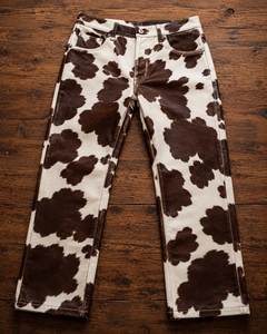 Cowhide Hair on <b>Leather</b> Pants Authentic Western Style <b>Trouser</b> Cow Fur Cow Print - Product Image 1