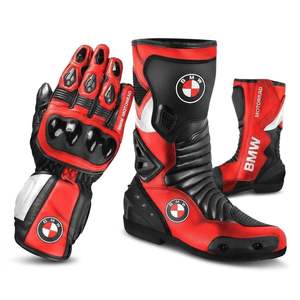 Guantes de Motociclismo de Cuero con Protección CE, Cierre de Cremallera a Media Pantorrilla, Equipo Profesional para Motociclistas, Duraderos, Antideslizantes, para Todas las Estaciones - Product Image 1