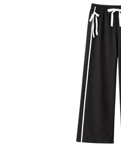 Pantalon de survêtement large pour femme, noir, à rayures latérales, taille haute, coupe décontractée, avec cordon élastique, pour le sport et la détente, OEM - Product Image 3