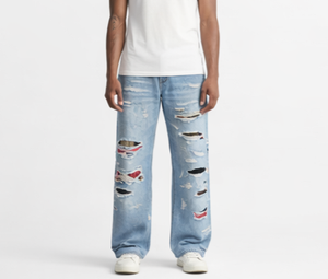 Vaqueros Baggy Desgastados Personalizados, Pantalones Vaqueros Rotos, Pantalones Baggy Rotos Oversize, Vaqueros Baggy Unisex, Pantalones Vaqueros para Hombre - Product Image 2