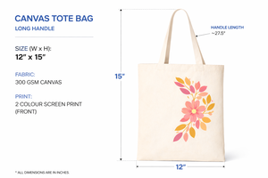 Premium 300gsm Cotton <b>Canvas</b> <b>Tote</b> Bag Fashion Floral Print Long Handle Eco Friendly Reusable Shopping Bag Custom Logo Durable - Product Image 3