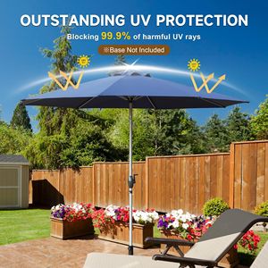 Ombrellone da Patio da 2,7 m con Manovella Inclinabile a Pulsante, Protezione UV, Impermeabile, Ombrellone da Giardino per Esterni 8 - Product Image 2