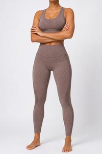 Ensemble de yoga 2 pièces pour femme : Soutien-gorge de sport dos nageur et Legging taille haute, sans couture, en maille respirante, écologique, longueur intégrale - Product Image 6