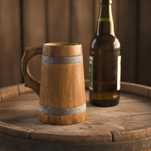 Eco-Friendly Polished Wooden Viking <b>Mug</b> with Hand Carved Engraving and Animal Design-Valentine's Day & Halloween Gift - Product Image 1