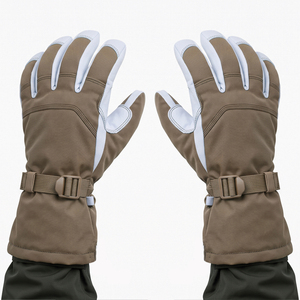 Gants de ski et de snowboard en cuir unisexes avec logo personnalisé, chauds pour l'hiver, imperméables, avec grip renforcé et fermeture auto-agrippante - Product Image 5