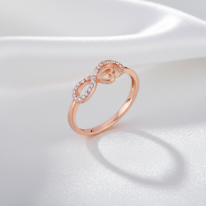 Anillo de Compromiso de Plata de Ley 925 con Símbolo de Infinito, Corazón y Circonita Cúbica, Regalo de Aniversario o San Valentín - Product Image 2