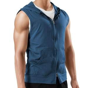 Men's <b>Sleeveless</b> <b>Hoodie</b> Tank Top Training Shirt Gym Fitness Workout Apparel Breathable Sportswear Manufacturer - Product Image 1