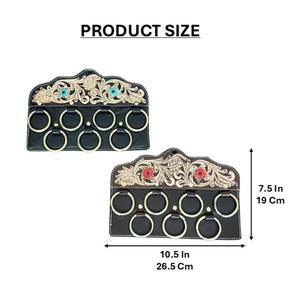 New Premium Hand Tooled Genuine Leather Scarf And Wild Rag Holder Floral Wall Mounted Western Rustic <b>Metal</b> Ring Organizer <b>Rack</b> - Product Image 2