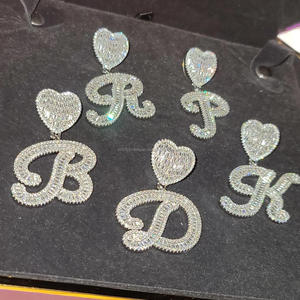 Pendentif personnalisé en forme de cœur avec lettres, serti de diamants de laboratoire, plaqué or 18 carats, certifié GIA, collier hip-hop, bijoux de luxe scintillants - Product Image 4