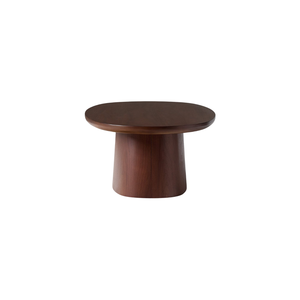 Mesa de Centro Ovalada de Estilo Escandinavo en Madera de Teca con Acabado en Nogal Oscuro, Base de Pedestal Elíptica, Mesa de Centro de Lujo para Sala de Estar - Product Image 3