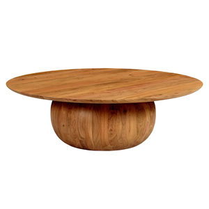 Mesa de Centro Redonda de Madera de Acacia Antigua para Exteriores, Estilo Mid-Century, para Hotel u Oficina, Mueble Vintage para Sala de Estar, Mesa de Centro de Madera Sólida - Product Image 1