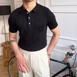 Polo en soie glacée pour homme, été 2025 |   T-shirt Business Slim Fit |   Haut en tricot respirant pour la vente en gros et l'exportation - Product Image 3