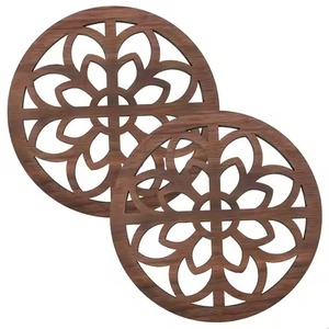 Sous-plat en bois hexagonal géométrique à rayures diagonales, résistant à la chaleur, support de plat chaud, en bois naturel, moderne, vente en gros - Product Image 5