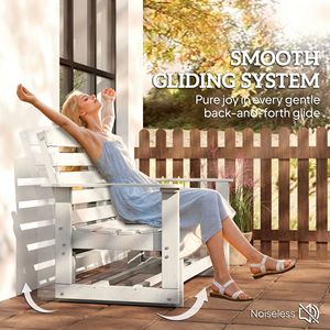 Panca a dondolo doppia in HDPE bianco anticato con doghe per patio - Product Image 4