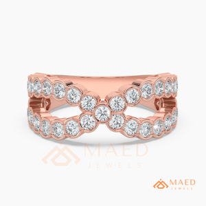 <b>Rose</b> Gold Plated Lab Grown Diamond <b>Infinity</b> Wedding Band for Women Double Row Stackable Ring Anniversary Fine Jewelry USA Style - Product Image 5