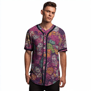 Maillot de baseball personnalisé OEM par sublimation, col en V, boutons, pour hommes, nom et numéro d'équipe personnalisés, chemises de sport pour club - Product Image 6