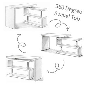 Scrivania per Computer Moderna Girevole da 47 Pollici in Noce - Product Image 5