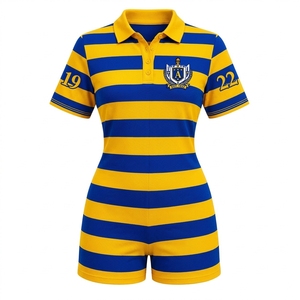 Ensemble 2 pièces body et short pour femme, motif uni, tissé, coupe ajustée, style polo, Nouvelle Collection Été 2026, Sororité grecque Sigma Gamma Rho - Product Image 1