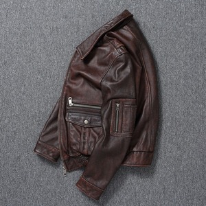 Veste en cuir pour homme de haute qualité, design moto, en cuir de vache véritable - Product Image 3