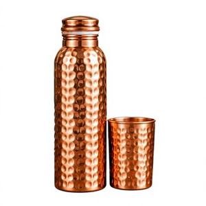 Bouteille d'eau en cuivre avec tasse, motif craquelé noir, gourde écologique grande capacité, portable, pour voyage, design contemporain - Product Image 2