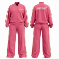 Kadın kış baskılı streetwear eşofman spor giyim seti tam fermuarlı ceket geniş bacak pantolon rahat atletik spor giyim 100%