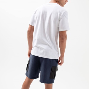 Men's <b>White</b> Crew Neck T-Shirt Navy <b>Cargo</b> Shorts Set Casual Summer Eco-Friendly Customizable Knitted Breathable 100% Cotton High - Product Image 3
