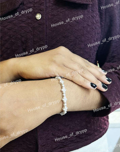 Elegant <b>Silver</b> Moissanite Diamond Tennis <b>Bracelet</b> Sparkling Round Cut Stones Perfect For Unisex Party Wear - Product Image 2