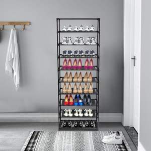 10-Tier Stackable Shoe Rack Storage <b>Shelves</b> <b>Stainless</b> <b>Steel</b> Frame for 50 Pairs of Shoes - Product Image 2