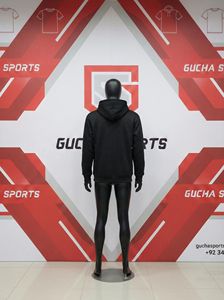 เสื้อฮู้ดดี้สีดำล้วน ผลิตจากผ้าฝ้ายฟลีซเนื้อนุ่ม ทรงหลวมใส่ได้ทั้งชายและหญิง มีกระเป๋าแบบจิงโจ้ ฮู้ดปรับได้ ปลายแขนเสื้อแบบริบ - Product Image 4