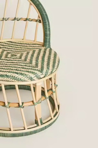 Silla Infantil NHAT MINH de Ratán Sintético Natural, Diseño Moderno, Silla Azul para Bebés con Respaldo Curvo, Ecológica - Product Image 4