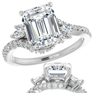Anillo elegante de oro macizo de 18k con diamante de corte esmeralda cultivado en laboratorio, anillo de compromiso para mujeres y niñas, ideal para usar en bodas y fiestas. - Product Image 2
