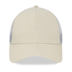 Khaki Black Mesh Trucker <b>Cap</b> 6-Panel Adjustable Fit Unisex Casual Style Spring Summer Breathable Fabric - Product Image 2
