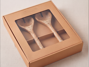 Ensemble de cuillères de service en bois faites à la main avec un design bohème sculpté, couverts réutilisables pour le camping, l'hôtellerie et la restauration - Product Image 3