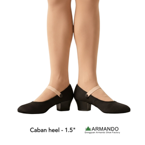Chaussures de danse pour adultes OEM, en toile, à talon cubain, pour examen de ballet et enseignement, avec bride, noires, pour la pratique, logo personnalisé, faible MOQ - Product Image 1