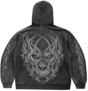 Heavyweight 460 GSM DTG Printed Oversized Hoodie Custom Boxy Fit <b>Zip</b> Up Distressed Streetwear Premium Cropped Hoodie for Men Y2K - Product Image 2