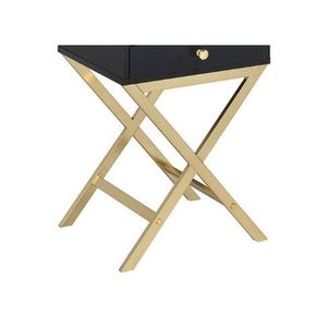 Tavolino da caffè Coleen nero e ottone con finitura accentuata - Product Image 4