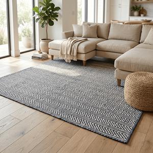 Modern Chevron Pattern Jute & Cotton Area Rug Blue Gray Tone Indian Wholesale Handloom Indoor Outdoor <b>Mat</b> for Travel Picnic <b>Mat</b> - Product Image 6