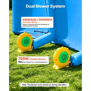 <b>Inflatable</b> Paint Booth 23x13x9 Ft Portable Spray Booth with 480W+750W Blowers and <b>Large</b> Filter Cotton Arched Roof Design - Product Image 5