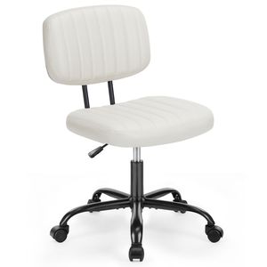 SWEETCRISPY Small Home Office PU Leather <b>Chair</b> Low Back Task <b>Chair</b> <b>with</b> <b>Wheels</b> - Product Image 3